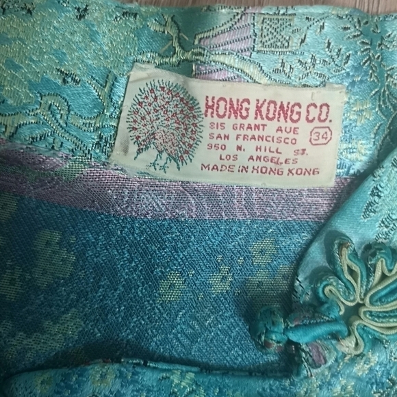 90S Y2K Chinoiserie Suzy Wong Cheongsam Lt Blue fitted short dress - Picture 4 of 7